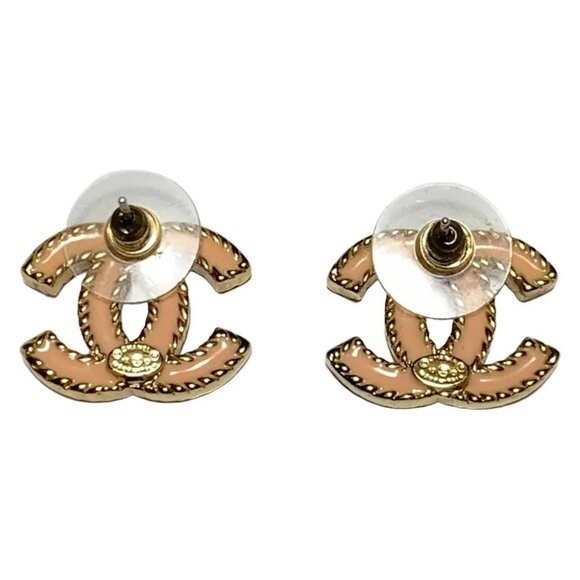 Auth CHANEL Coco - Pink Gold Hardware Earrings - Picture 2 of 3